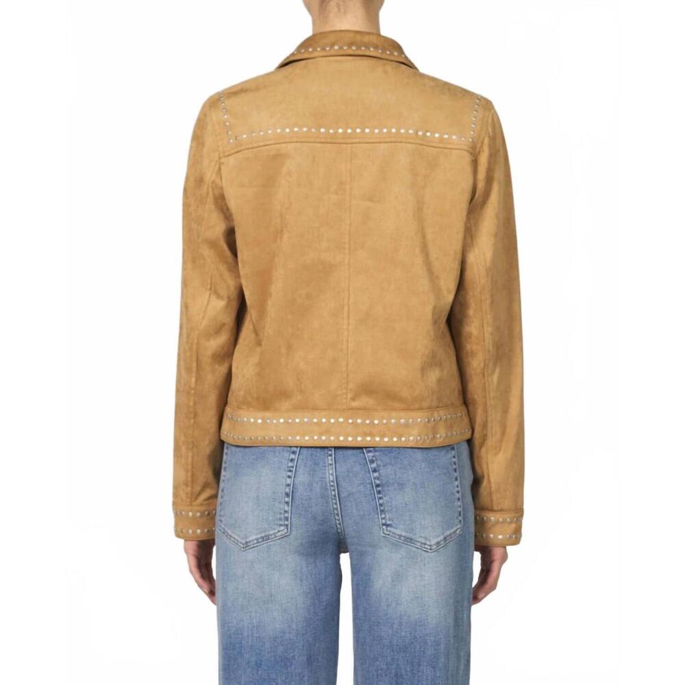 NEW DEAR JOHN DENIM exene zipper front collared jacket in butterscotch - Picture 3 of 5